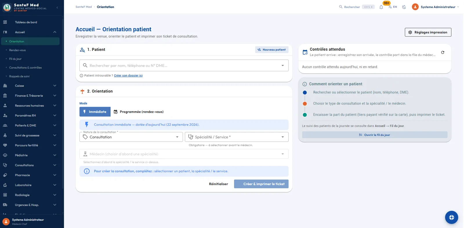 Accueil et orientation du patient